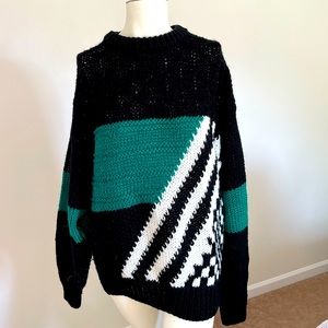 Vintage 80s Geometric Grandpa Sweater